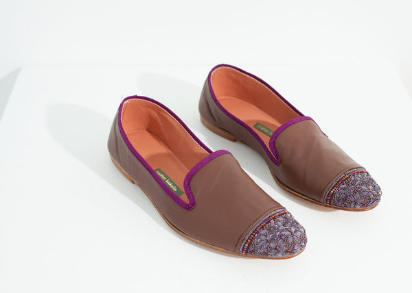 Bizi Cap Toe Loafer in Rose/Aubergine